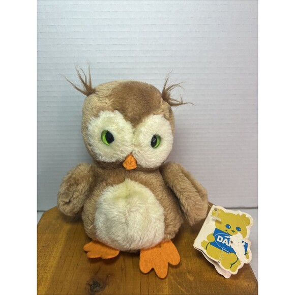 8" Vntg 1975 R DAKIN BROWN TAN OBIE THE OWL STUFFED ANIMAL PLUSH  NUTSHELL (P51) - Picture 1 of 10